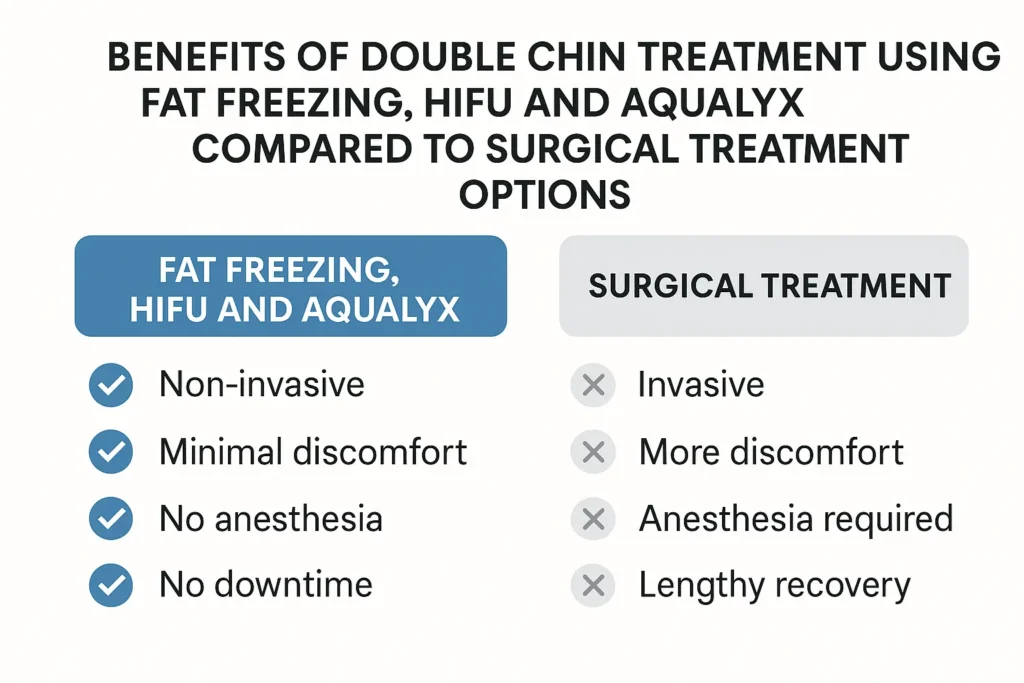 Graphic about the benefits of double chin treatment Old Oak Common - from LA LIPO