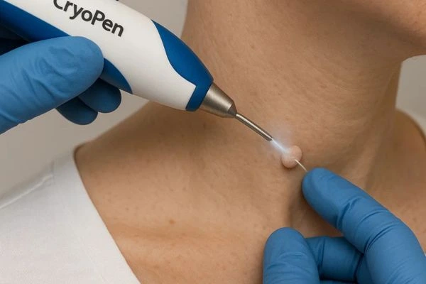 Person receiving cryotherapy Old Oak Common for skin tag removal
